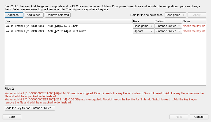Step 2 with encrypted Switch files